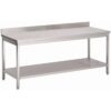 Gastro M RVS werktafel met onderblad en achteropstand 88x160x70cm