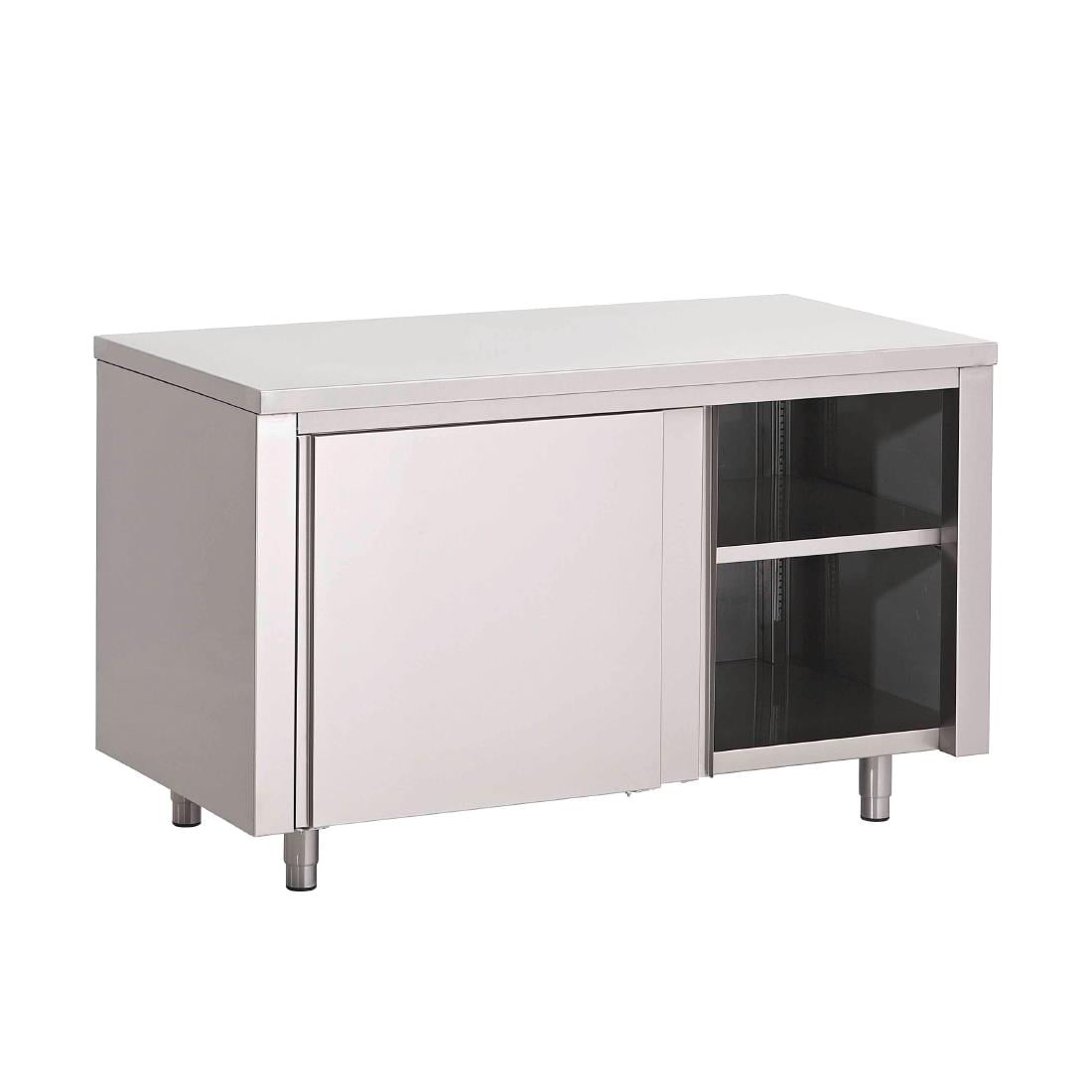 gastro m rvs werktafel met schuifdeuren 88x140x70cm Gastro M RVS werktafel met schuifdeuren 88x140x70cm