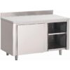 Gastro M RVS werktafel met schuifdeuren en achteropstand 88x100x70cm