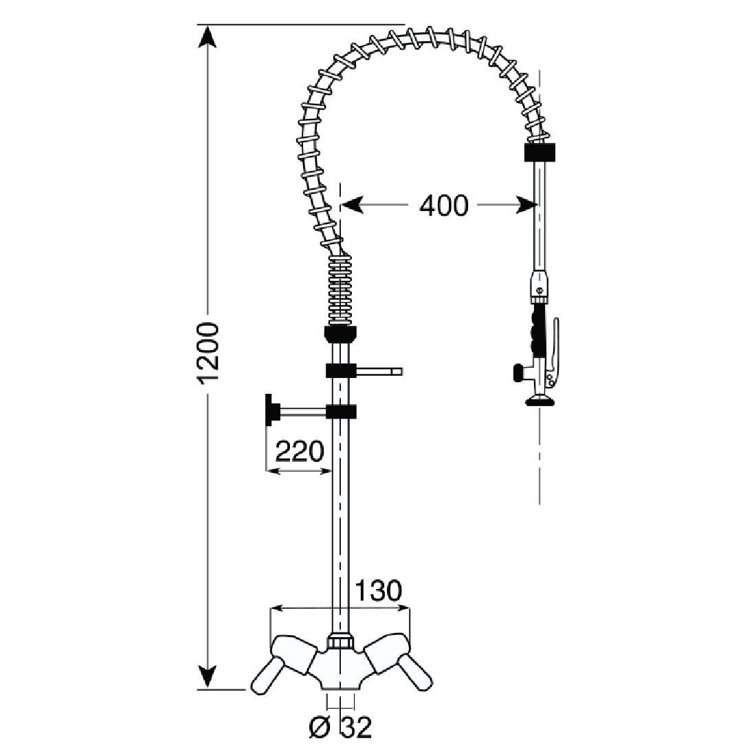 Gastro M voorspoeldouche monobloc hoog model