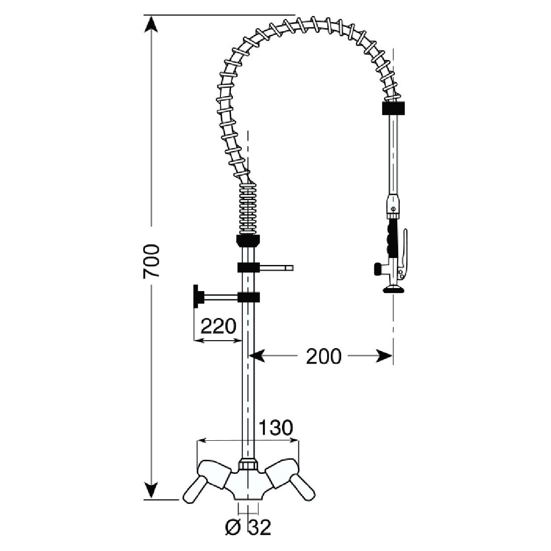 Gastro M voorspoeldouche monobloc laag model