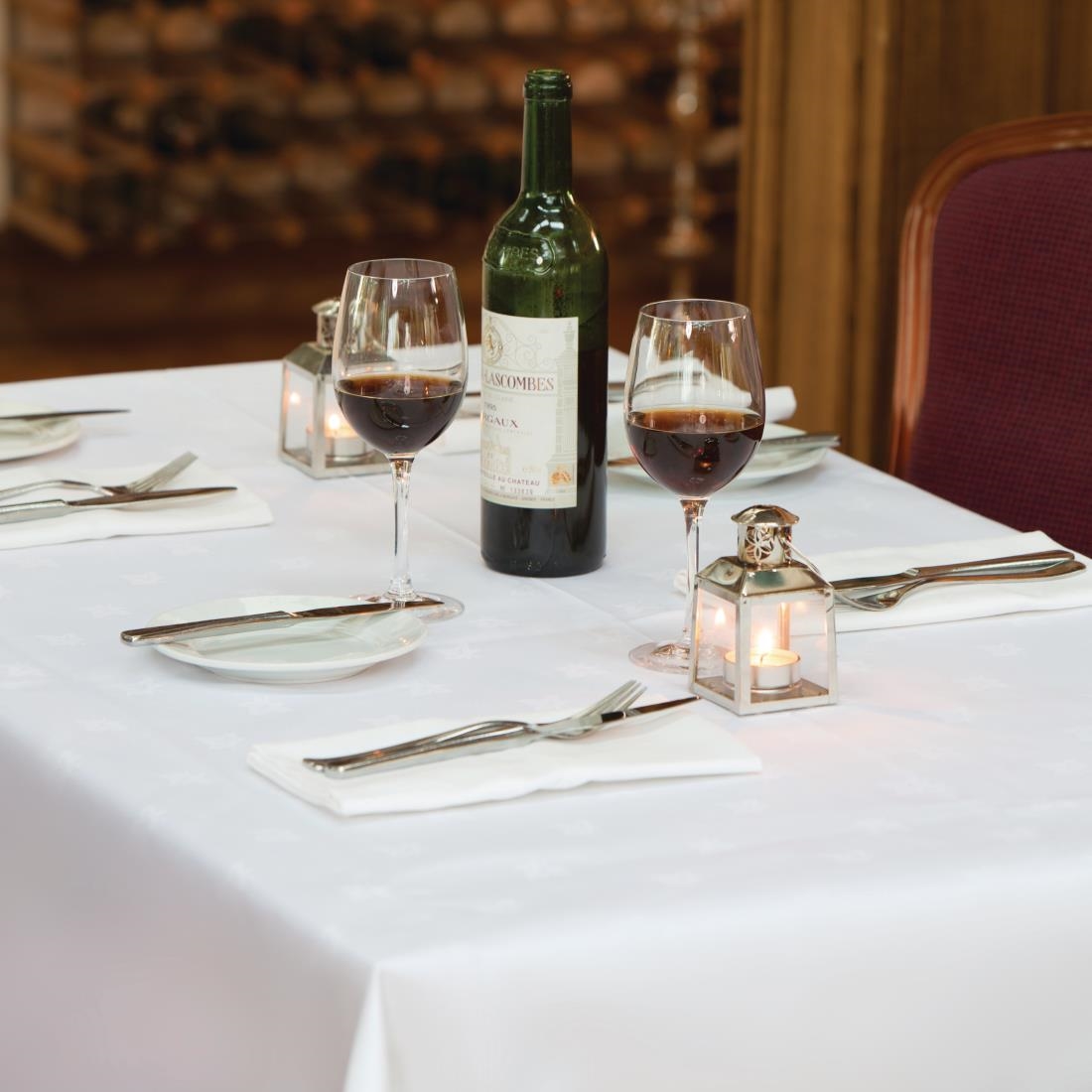 Mitre luxe satijnen band servetten katoen wit (10 stuks)