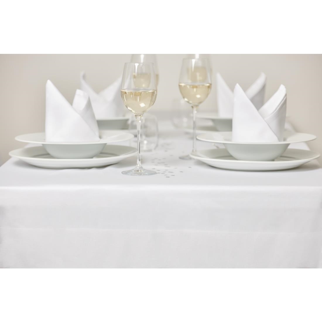 Mitre luxe satijnen band servetten katoen wit (10 stuks)