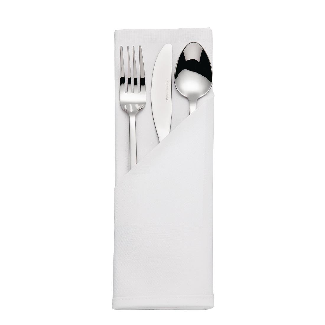 Mitre luxe satijnen band servetten katoen wit (10 stuks)