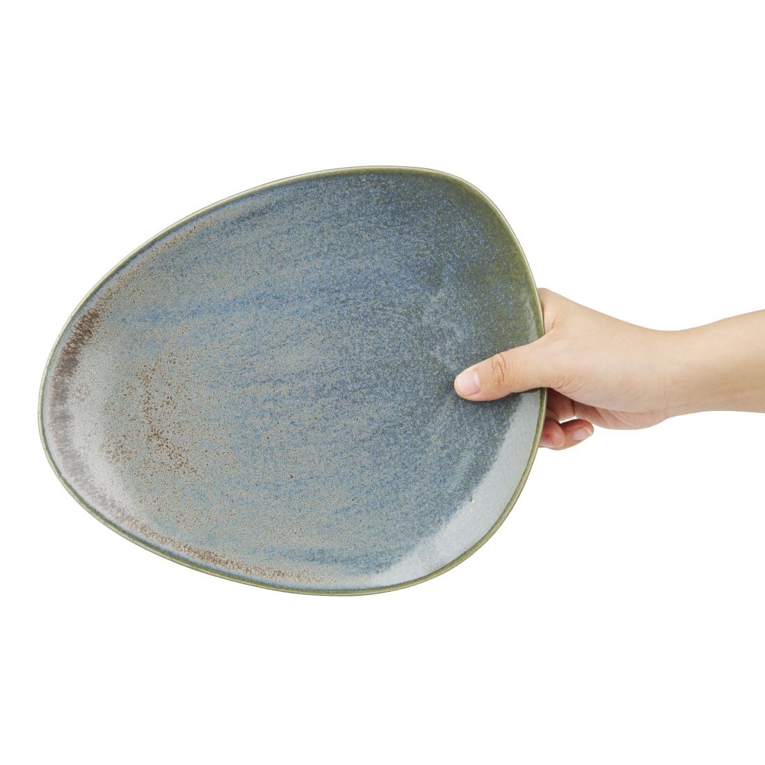 Olympia Ember Blauwe Driehoekige Borden 250mm (6 Stuks)