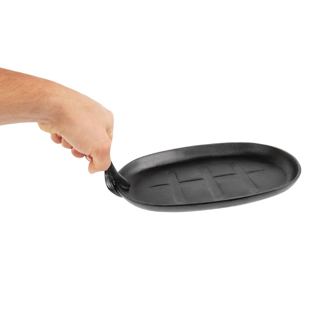 Olympia gietijzeren schaal/sizzle platter ovaal 28x19cm