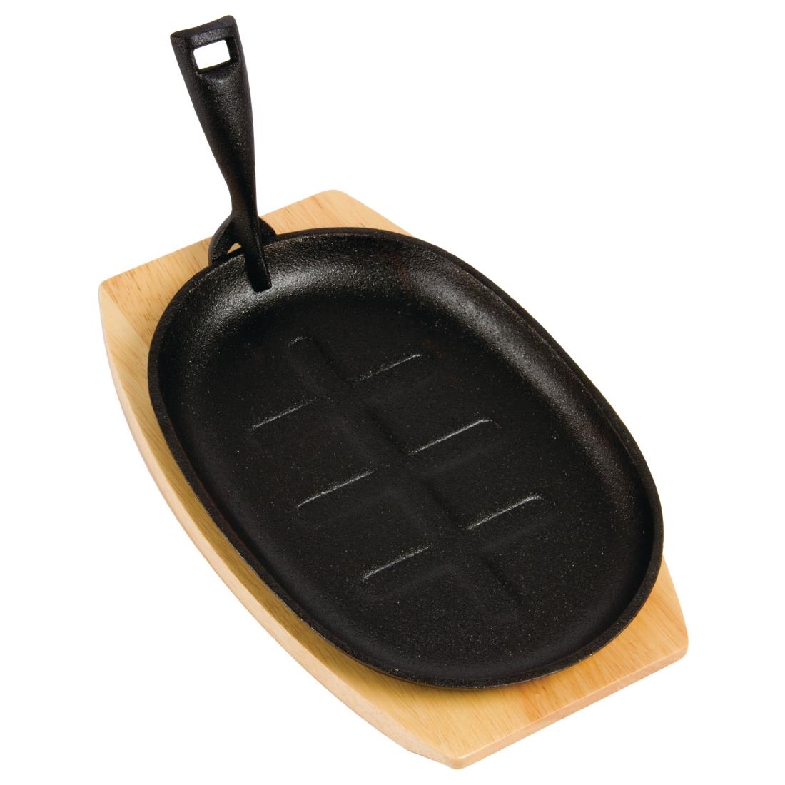 Olympia gietijzeren schaal/sizzle platter ovaal 28x19cm
