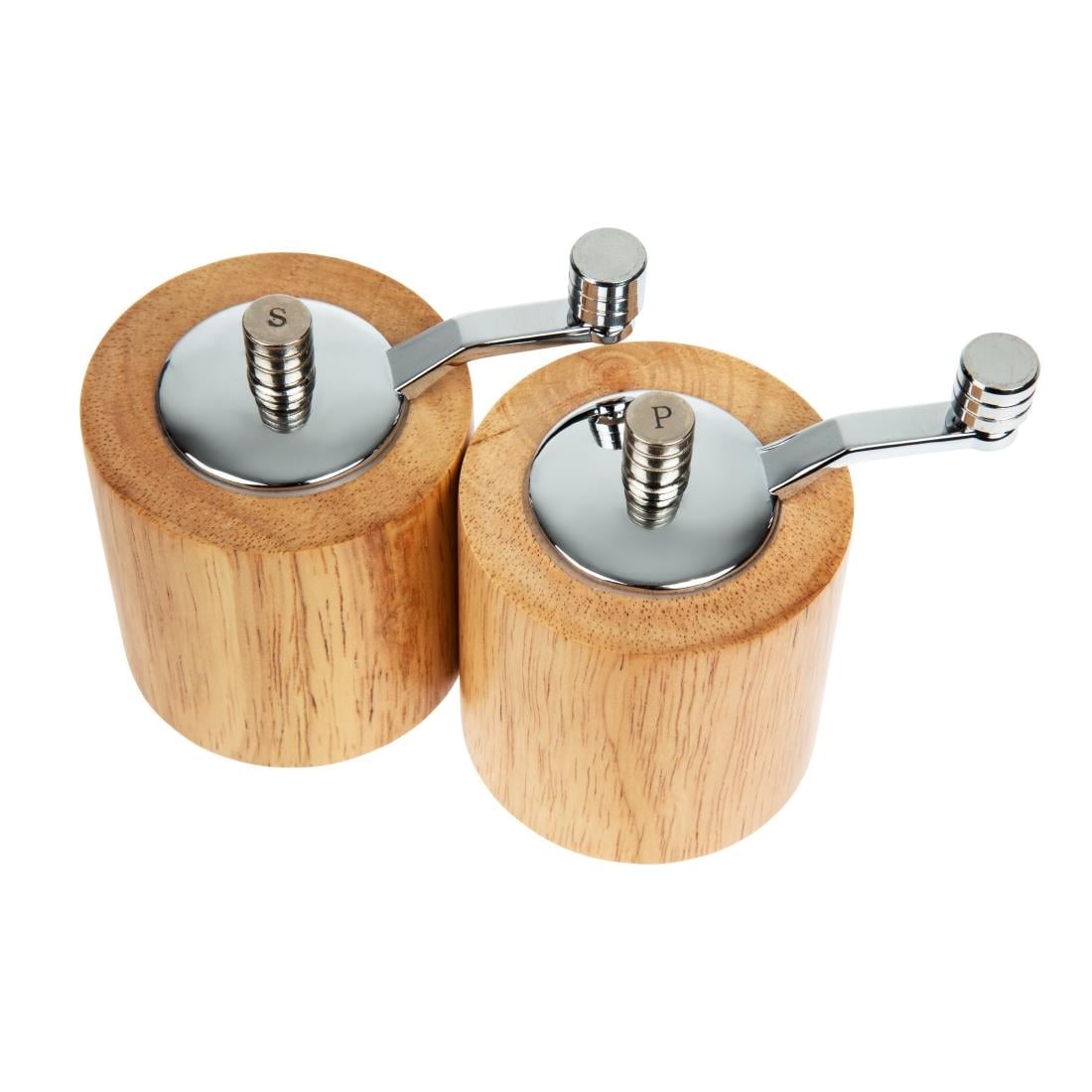 Olympia peper- en zoutmolen set licht hout 8,5cm