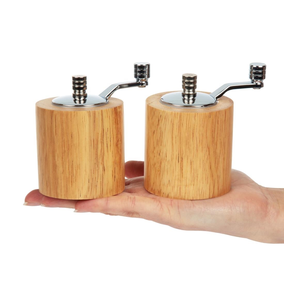 Olympia peper- en zoutmolen set licht hout 8,5cm