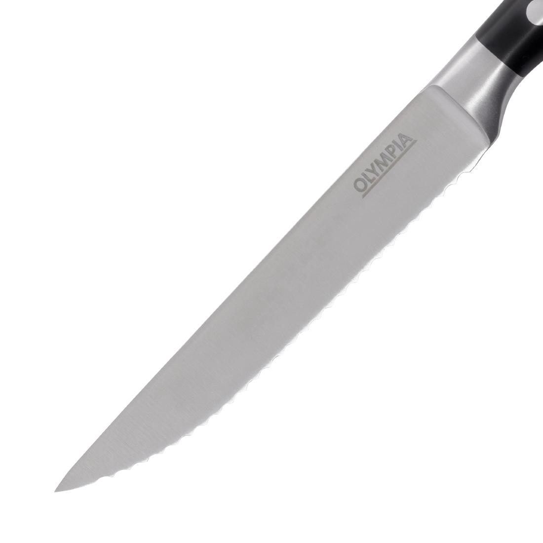 Olympia Premium Geklonken Steakmessen Met Zwarte Abs Handvatten (6 stuks)