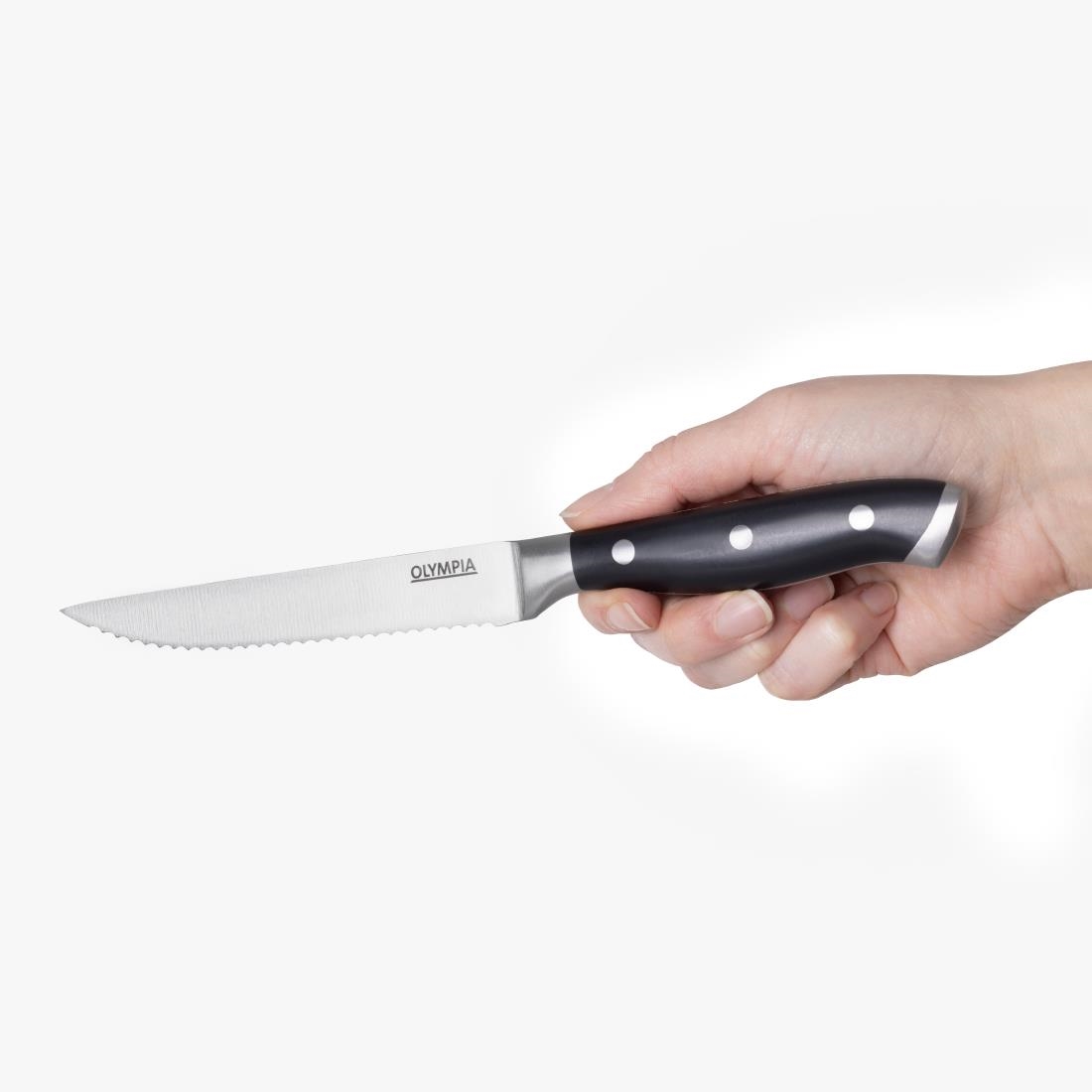 Olympia Premium Geklonken Steakmessen Met Zwarte Abs Handvatten (6 stuks)
