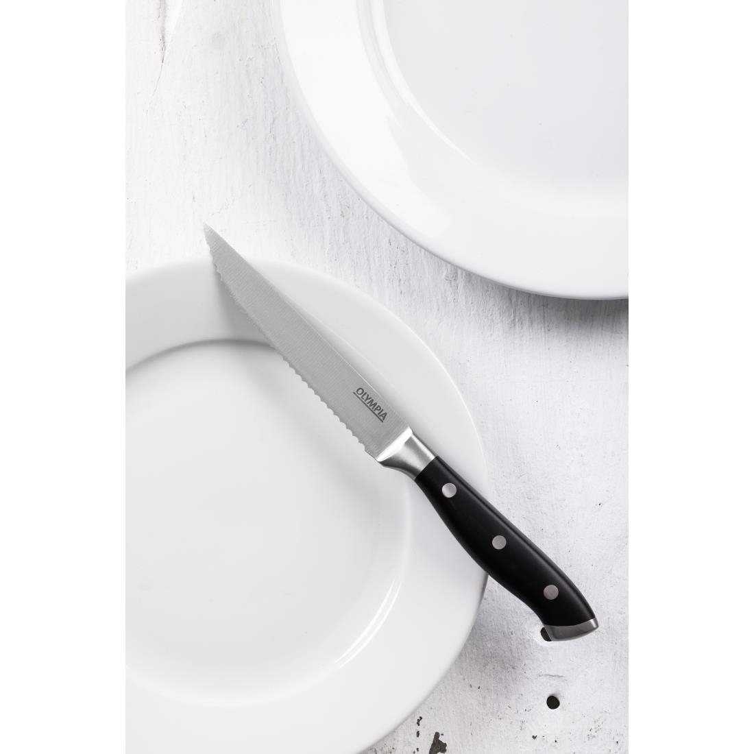 Olympia Premium Geklonken Steakmessen Met Zwarte Abs Handvatten (6 stuks)
