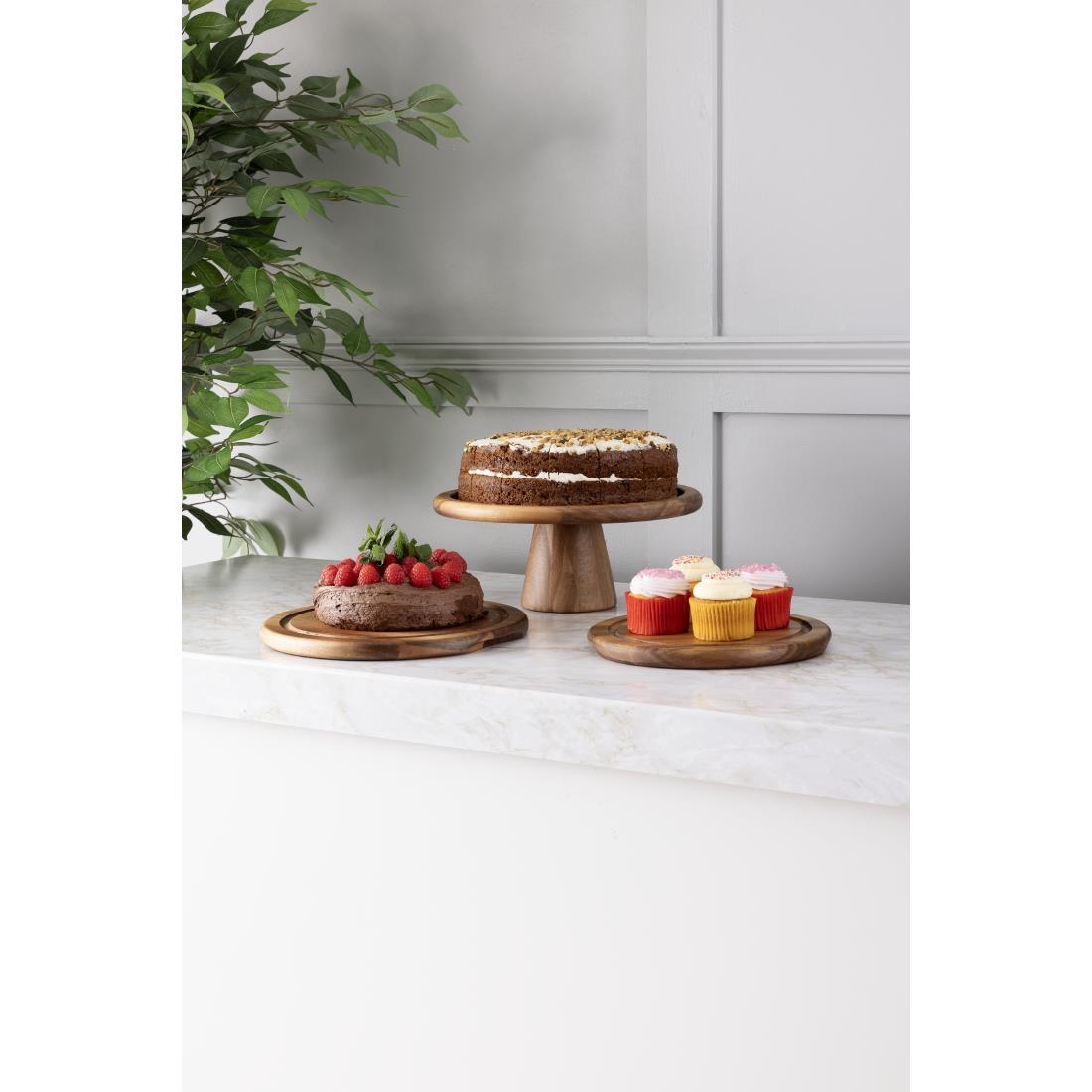 Olympia Rond Acacia Houten Bord Voor 280mm Koepel