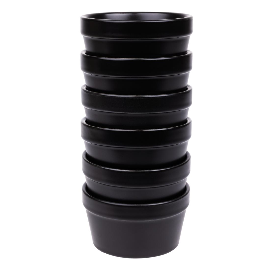 Olympia stapelbare ramekin mat zwart 9,5cm (6 stuks)