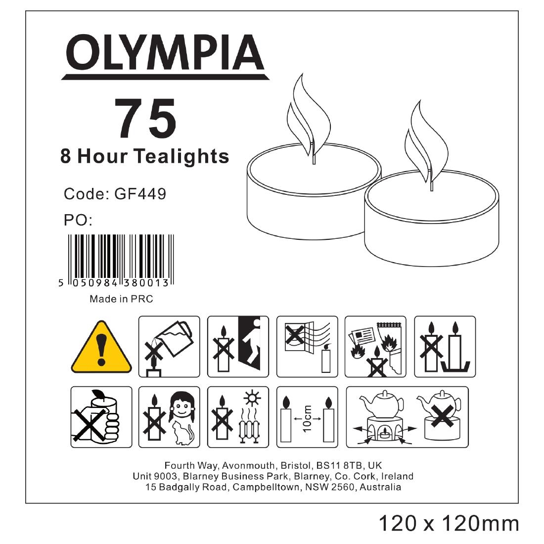 Olympia theelichten 4 uur (100 stuks)