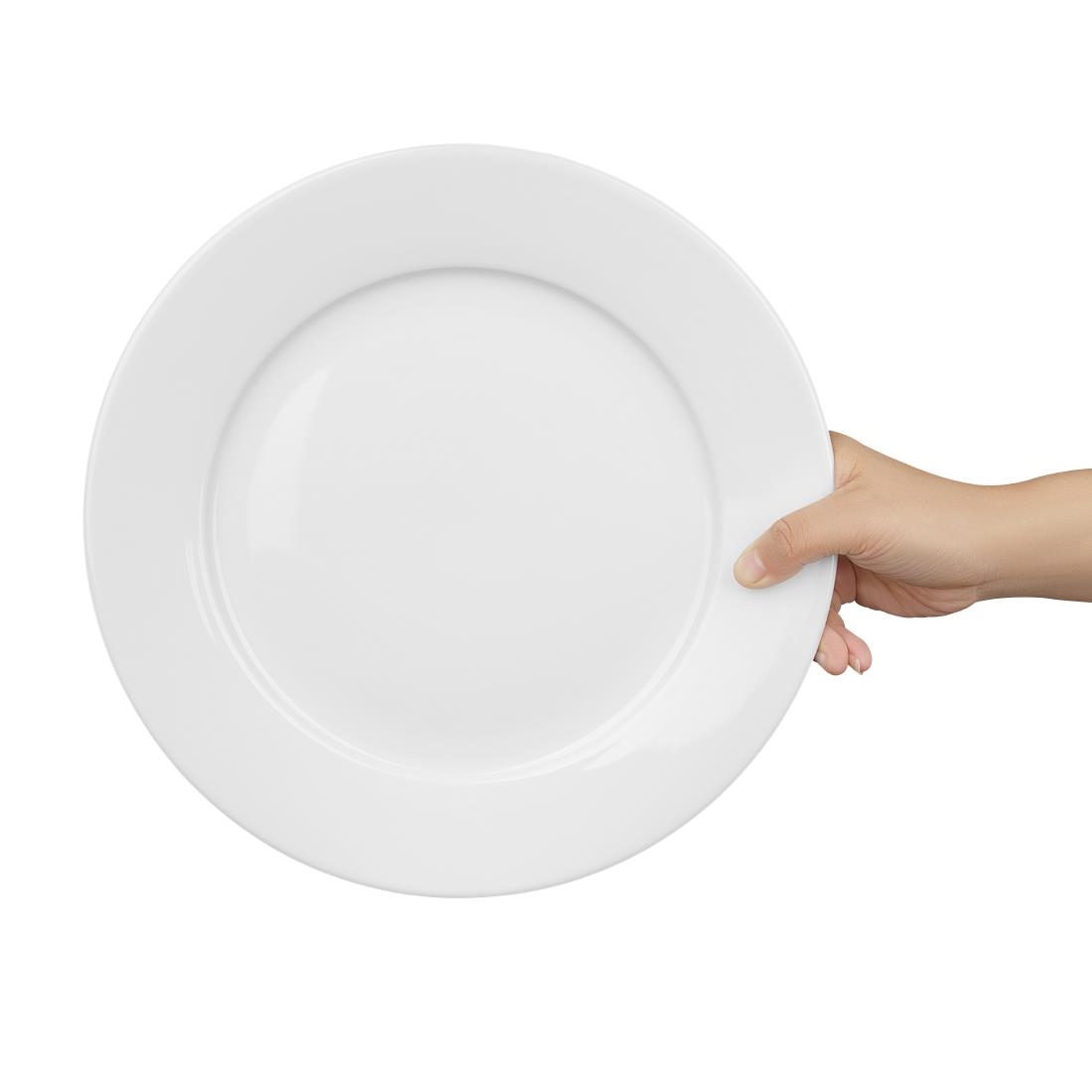 Olympia Whiteware Witte Borden Met Brede Rand 28cm (6 Stuks)