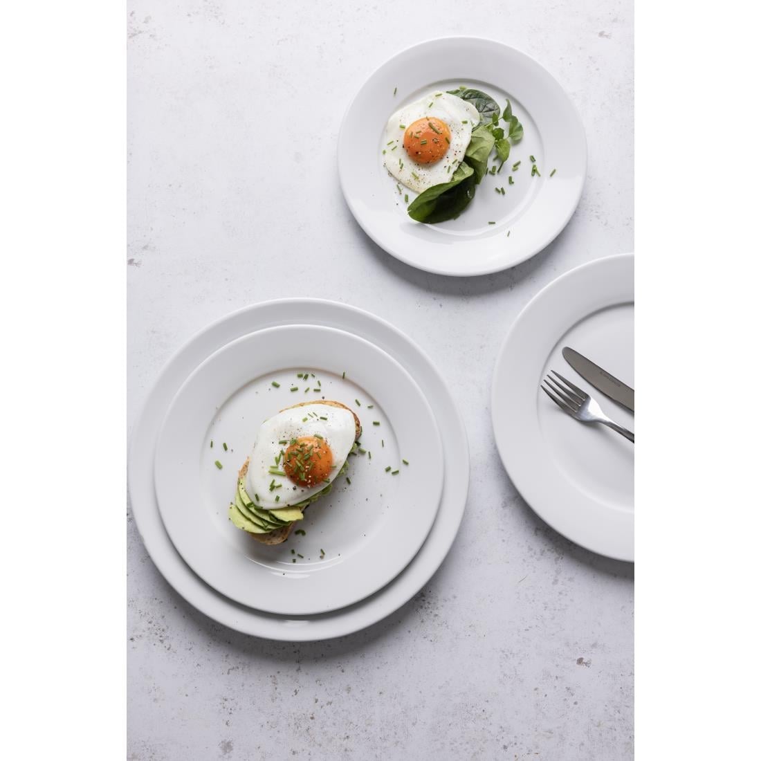 Olympia Whiteware Witte Borden Met Brede Rand 28cm (6 Stuks)