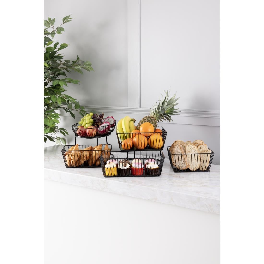 Olympia Wire Voedseldisplay Dienblad Vierkant Zwart - 230x230x100mm