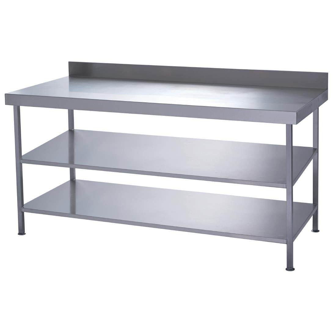 Parry volledig gelaste RVS wandtafel 2 onderplanken 1800x600mm