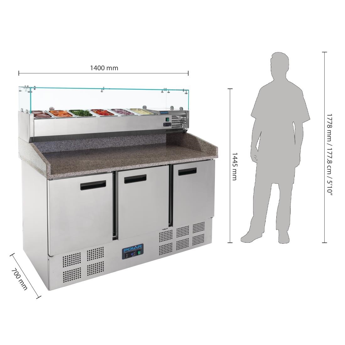 polar g serie gekoelde pizza/sandwich prepareercounter 368l Polar G-serie gekoelde pizza/sandwich prepareercounter 368L