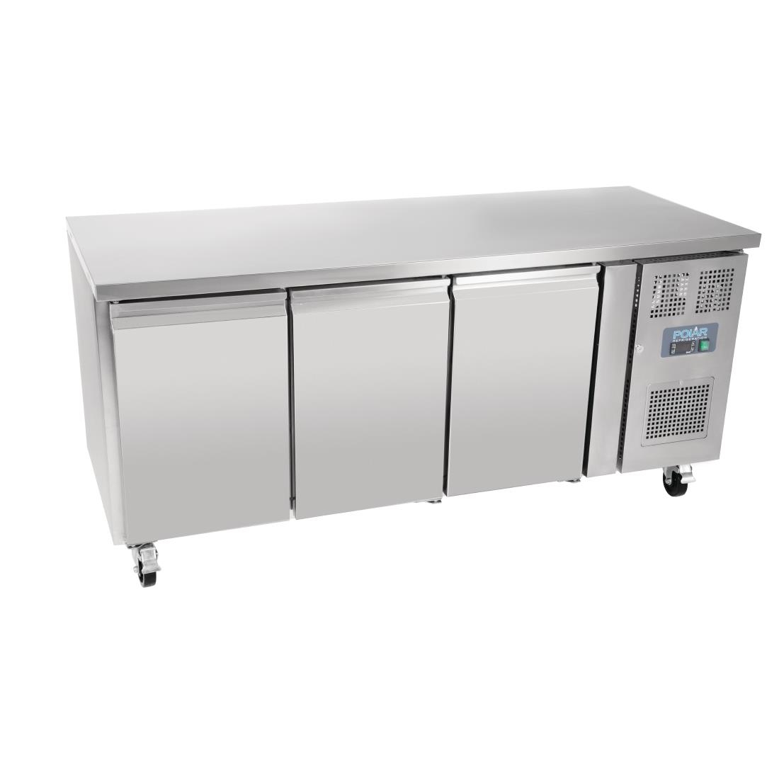 Polar U-Serie Driedubbele Deur Aanrecht Koelkast 417Ltr