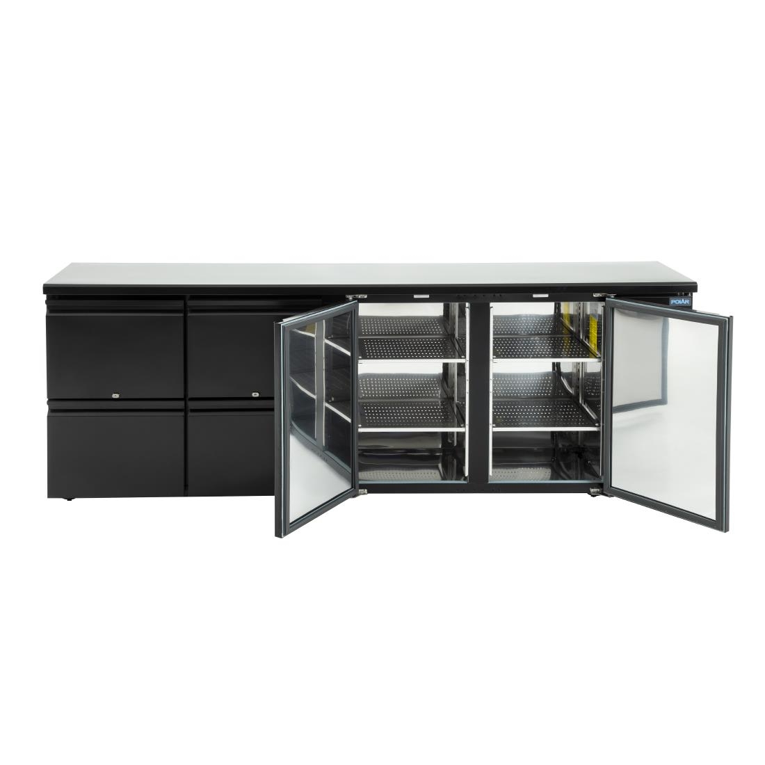 Polar U-serie dubbele deur back bar toonbank koelkast met laden