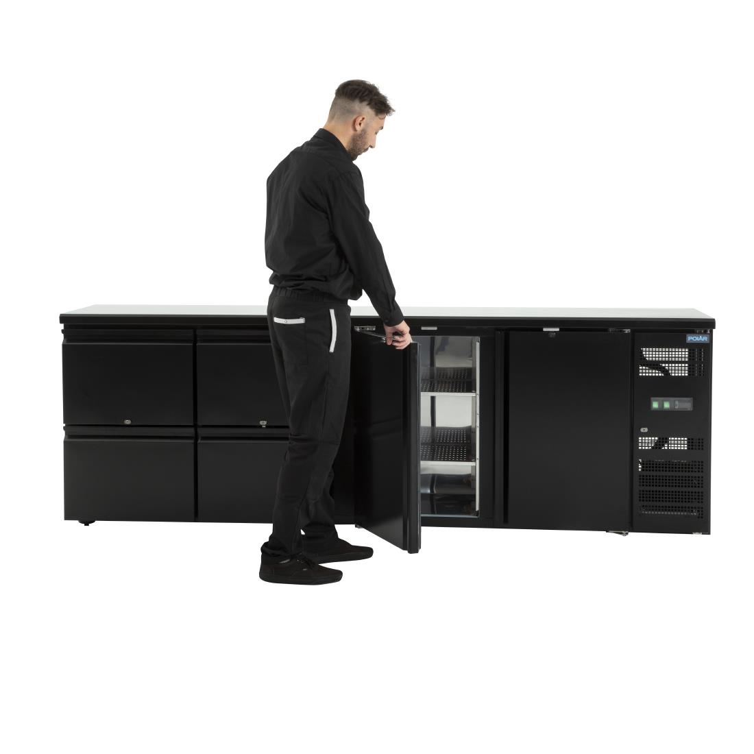 Polar U-serie dubbele deur back bar toonbank koelkast met laden