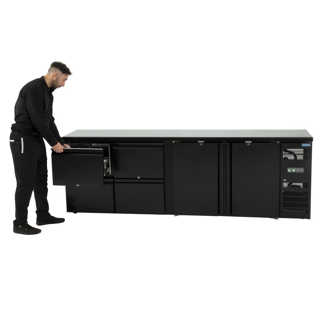 Polar U-serie dubbele deur back bar toonbank koelkast met laden