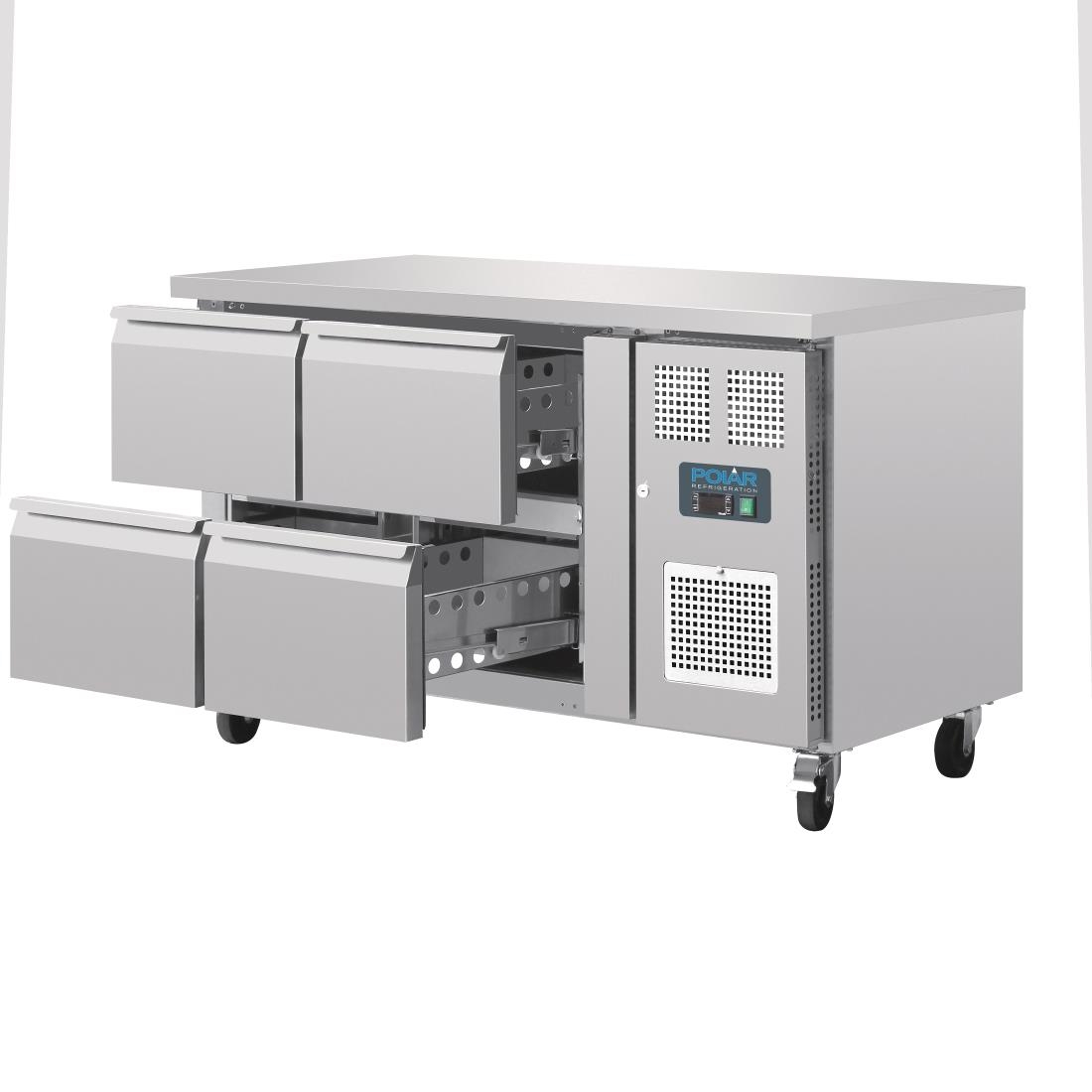polar u serie geventileerde gekoelde gn werkbank met 4 laden Polar U-serie geventileerde gekoelde GN werkbank met 4 laden