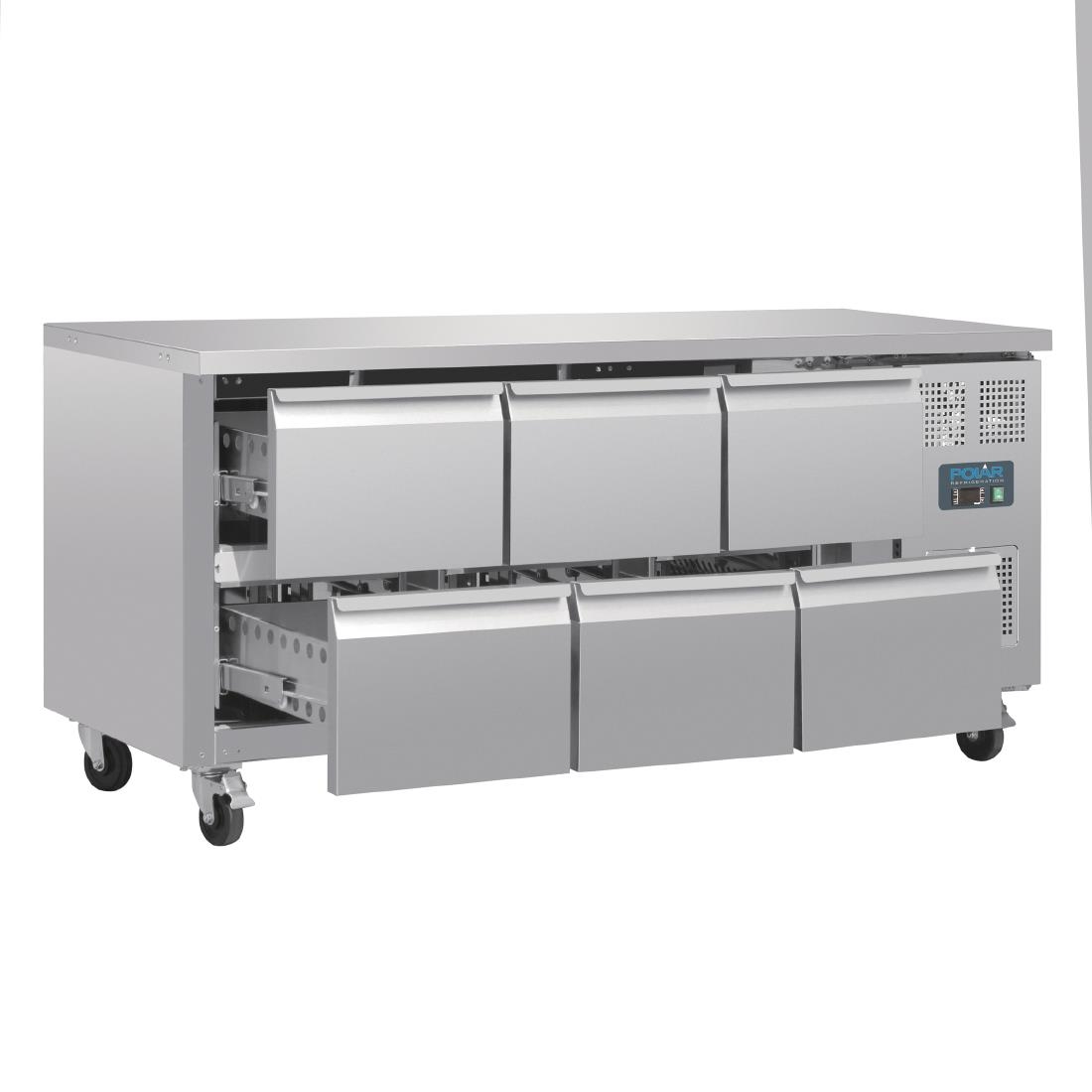 polar u serie geventileerde gekoelde gn werkbank met 6 laden Polar U-serie geventileerde gekoelde GN werkbank met 6 laden