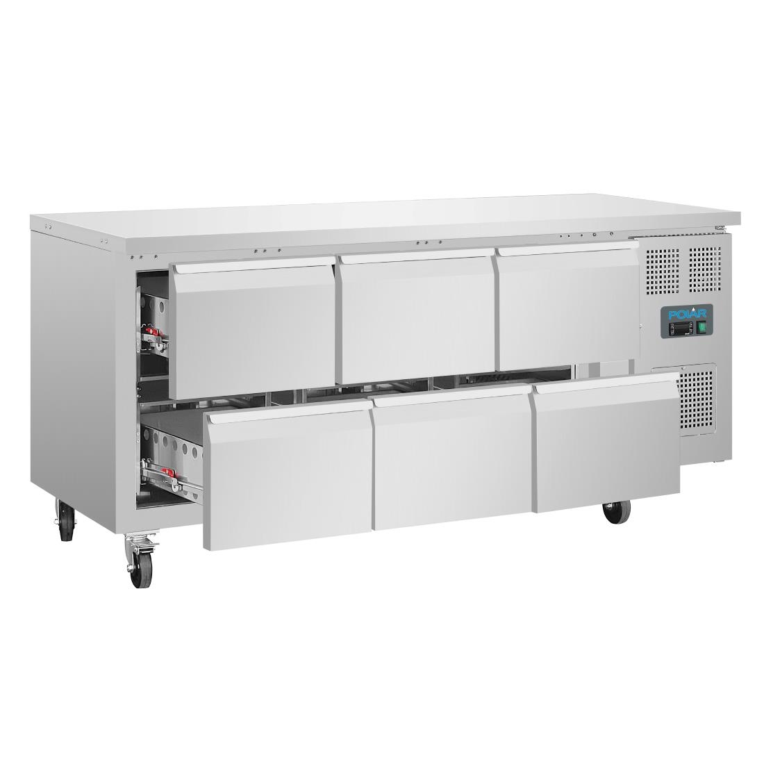 polar u serie geventileerde gekoelde gn werkbank met 6 laden Polar U-serie geventileerde gekoelde GN werkbank met 6 laden