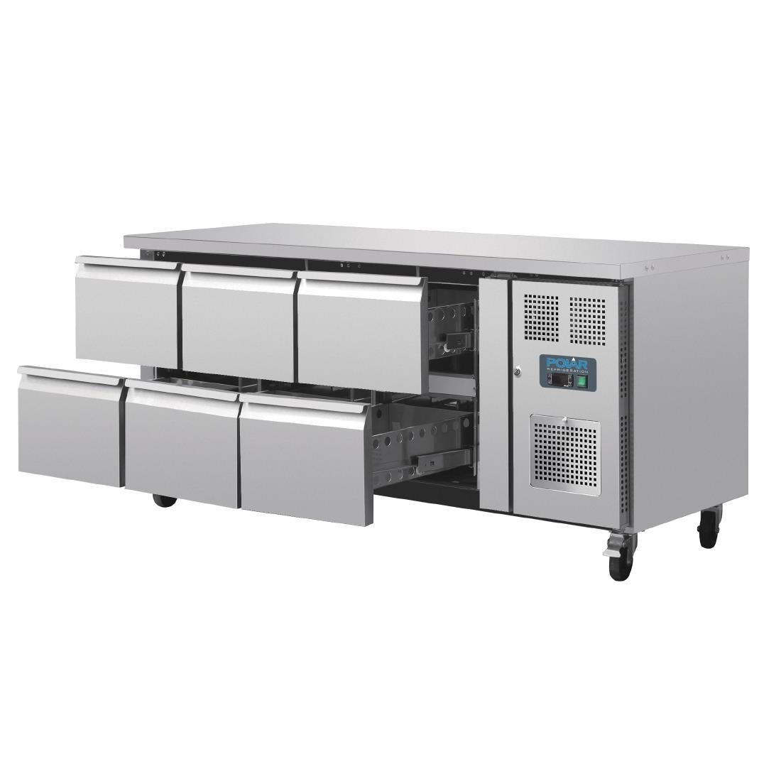 polar u serie geventileerde gekoelde gn werkbank met 6 laden Polar U-serie geventileerde gekoelde GN werkbank met 6 laden