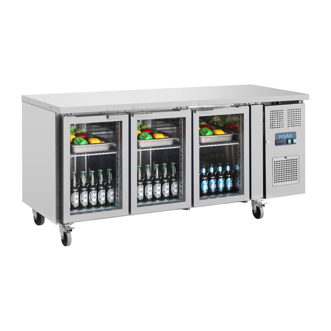Polar U-serie premium driedeurs displaykoeling laag model 358Ltr