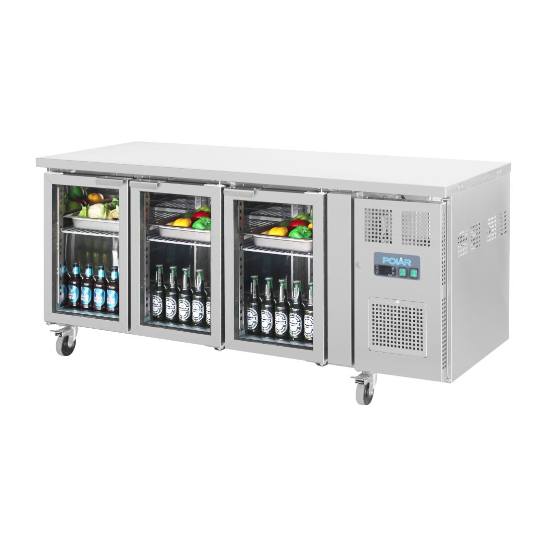 Polar U-serie premium driedeurs displaykoeling laag model 358Ltr