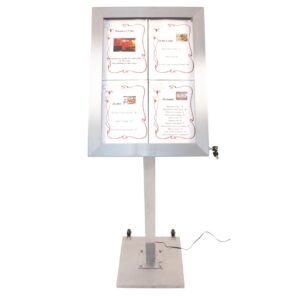 Securit RVS Gekleurd LED 4XA4 display met paal en voet
