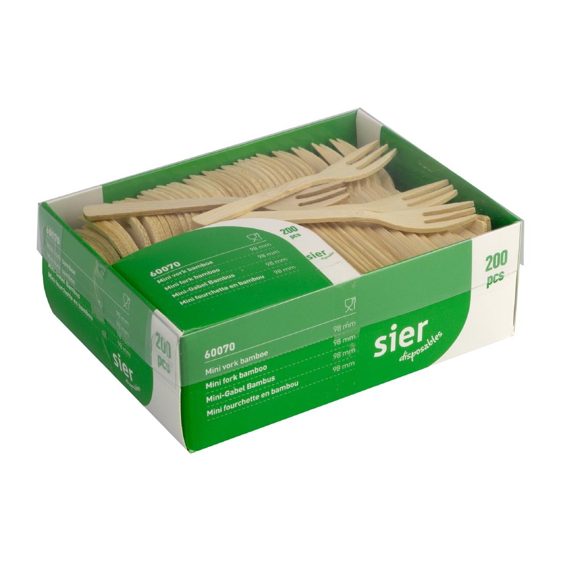 sier disposables mini vork bamboe 98mm (200 stuks) Sier Disposables Mini vork bamboe 98mm (200 stuks)