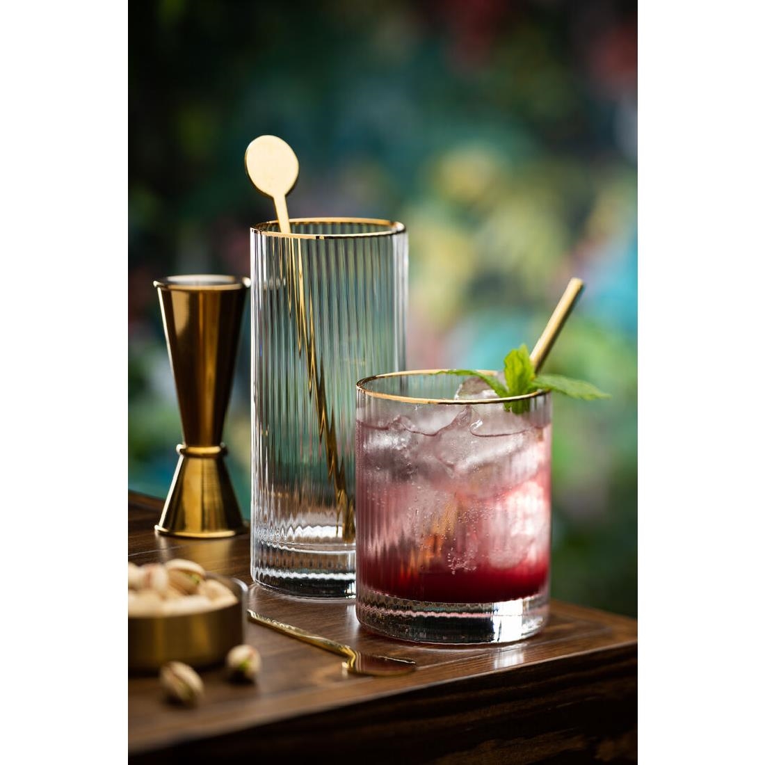 Utopia Hayworth Dubbele Ouderwetse Glazen Met Gouden Rand, 325ml (6 stuks)