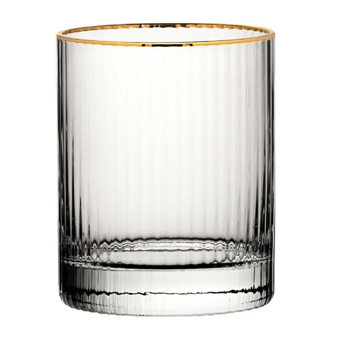 Utopia Hayworth Dubbele Ouderwetse Glazen Met Gouden Rand, 325ml (6 stuks)