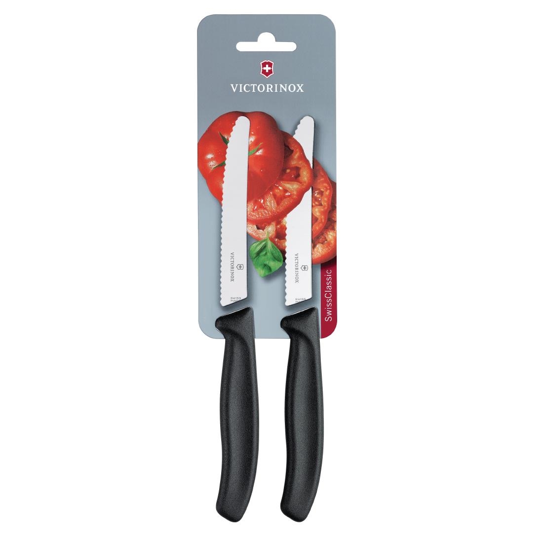 Victorinox Gekarteld Tomaat/Utility Mes 11cm Zwart (2 stuks)