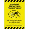 Vinylsticker A4 'Alleen contactloos of met pas betalen'