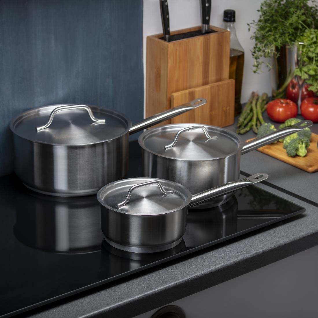 Vogue 3-delige RVS steelpannen set
