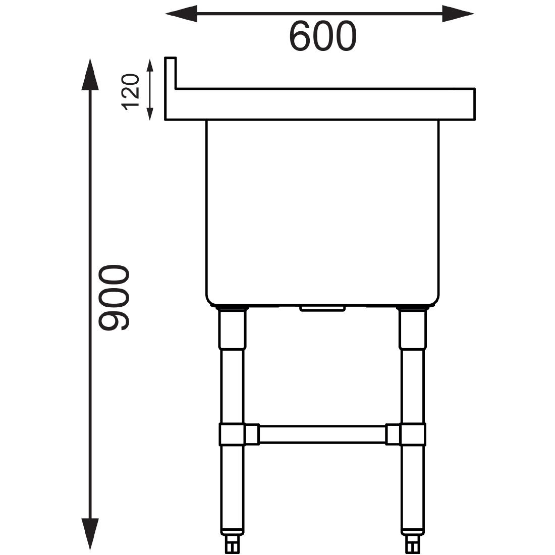 Vogue diepe RVS spoelbak 77x60cm