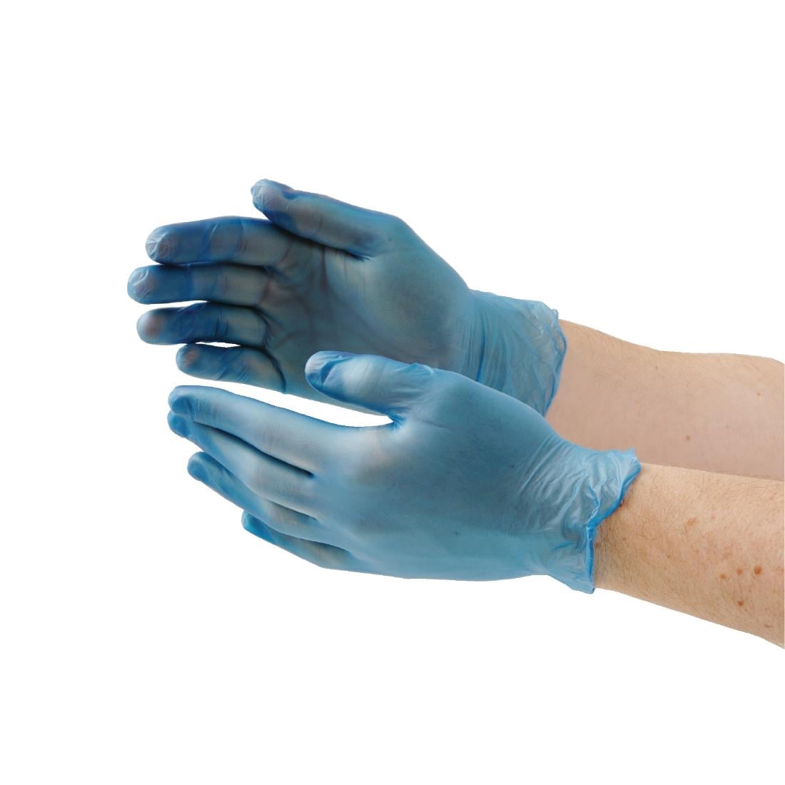 Vogue Gepoederde Vinyl Handschoenen Blauw Large (100 stuks)