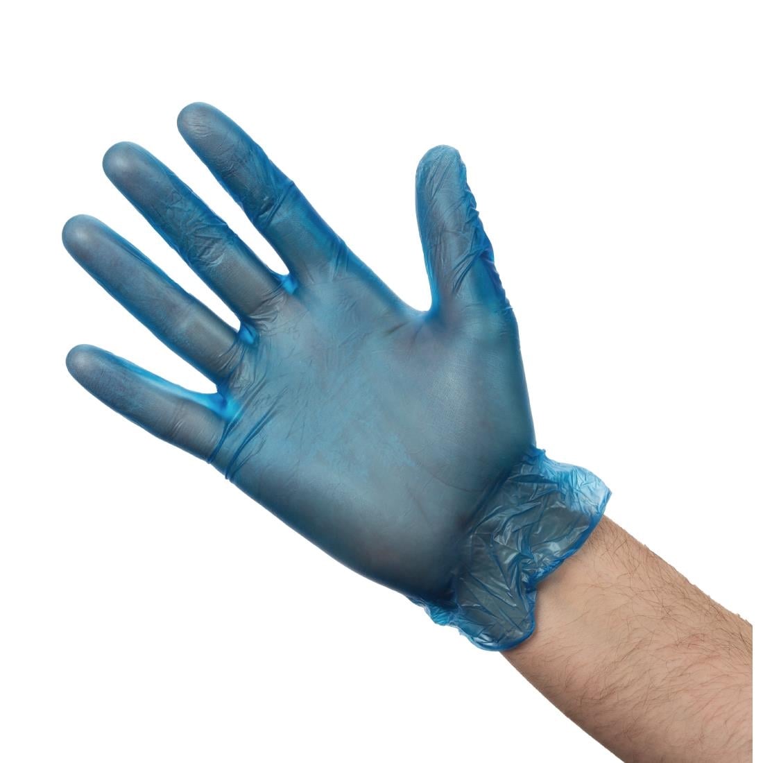 Vogue Gepoederde Vinyl Handschoenen Blauw Large (100 stuks)