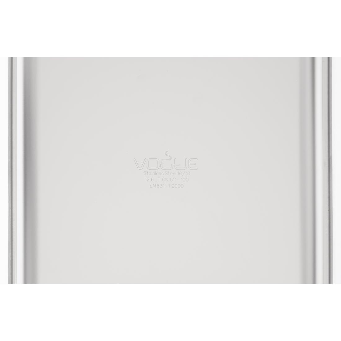 Vogue heavy-duty RVS GN 1/1 bak 100mm