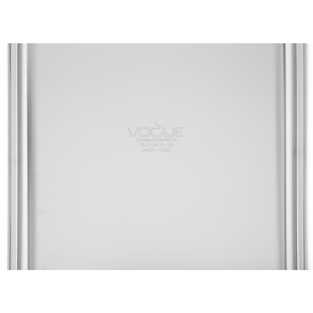 Vogue heavy-duty RVS GN 1/1 bak 20mm