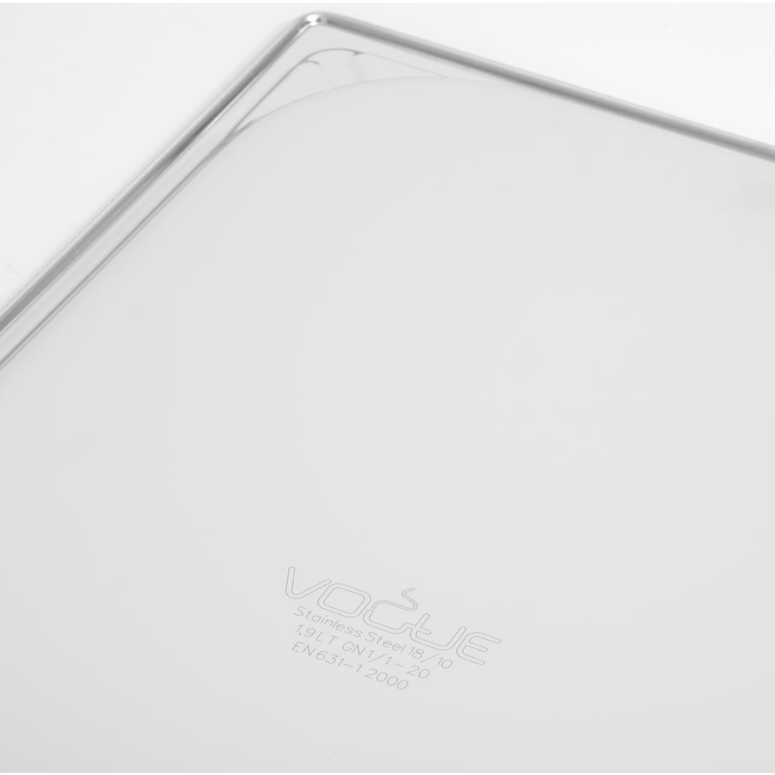 Vogue heavy-duty RVS GN 1/1 bak 20mm