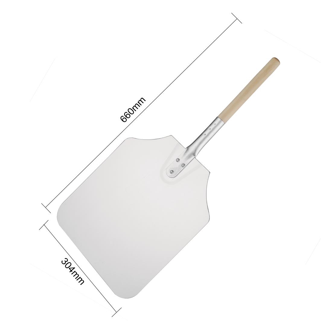 Vogue houten handvat aluminium pizza schep 31x36cm