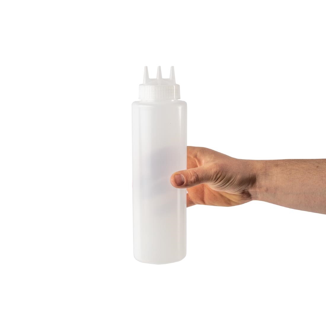 Vogue knijpfles met 3 spuitmonden transparant 1Ltr