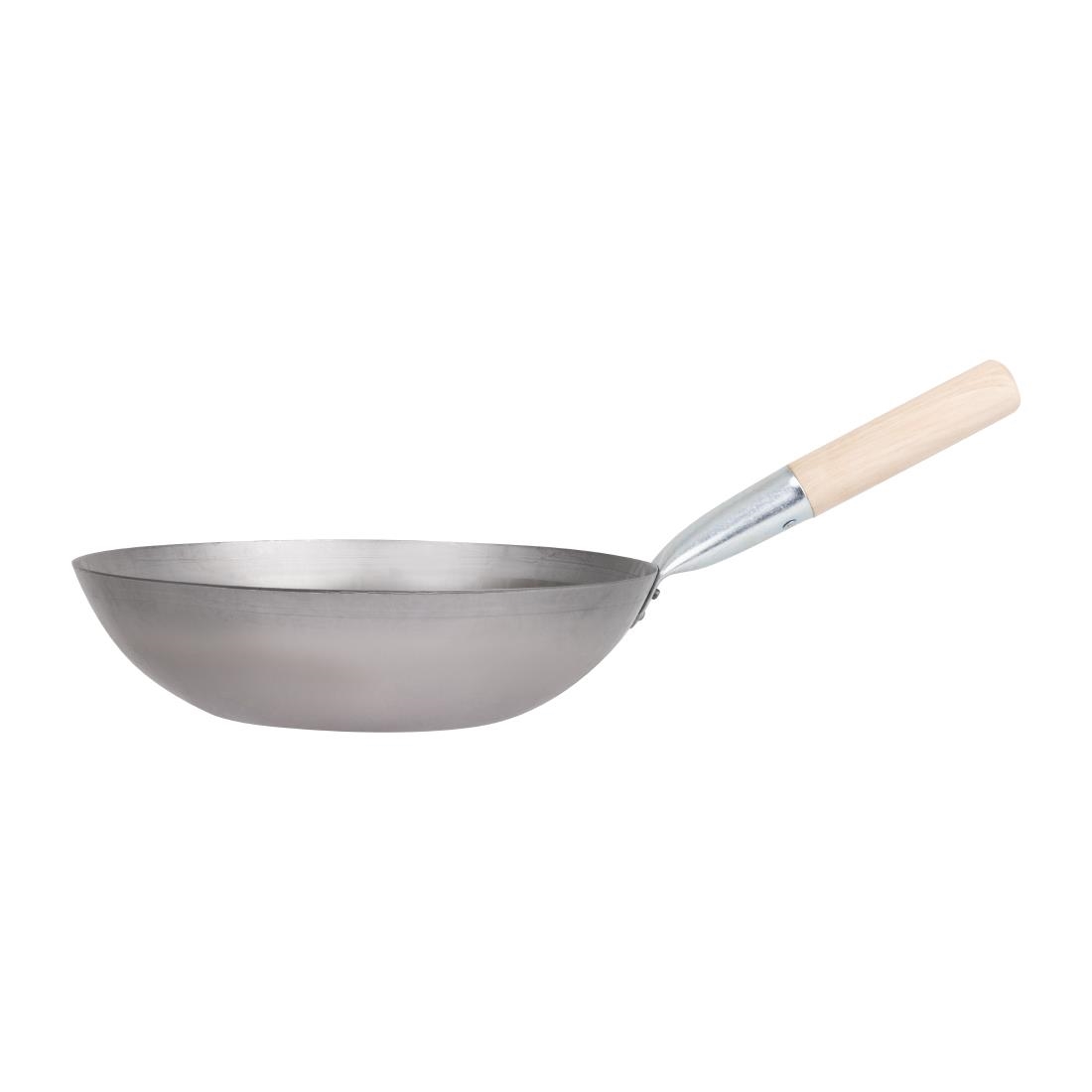 Vogue lichtstalen wok met vlakke bodem 330 mm